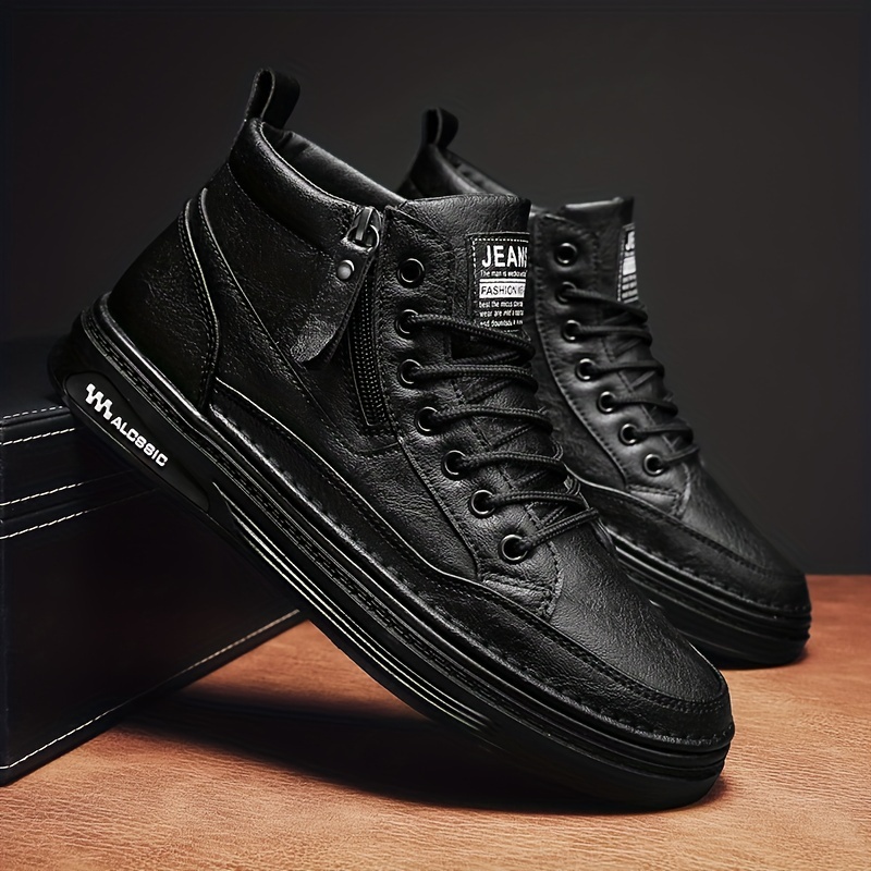 Black Zippers High Top Mens Sneakers Shoes Boots