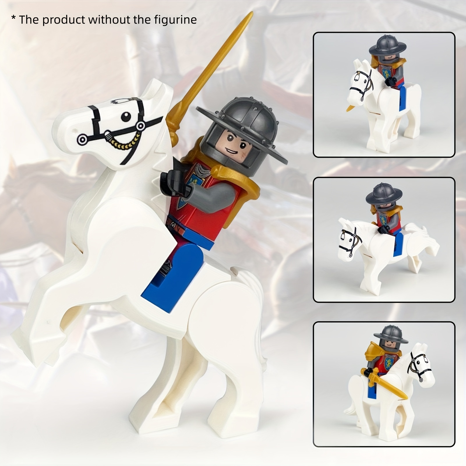 

4pcs Medieval Infantry Ranger Knight Horse, Epic Battle Building Block Collection For Anime Movies Fans, Action Figures Series Building Block Kit, Christmas Gift