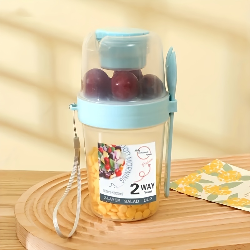  Daasigwaa Breakfast On The Go Cups, Salad Cup To Go, Take And  Go Yogurt Cereal Overnight Oats Snack Parfait Containers & Salad Dressing  Holder With Fork For Lunch, Fruit & Vegetable