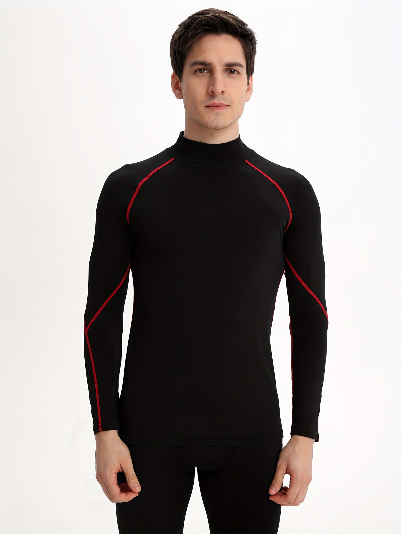 4pcs Compression High-neck Round Neck Shirts, Men Long Sleeve Athletic  Moisture Wicking Base Layer Undershirt Gear Shirt For Sports Workout