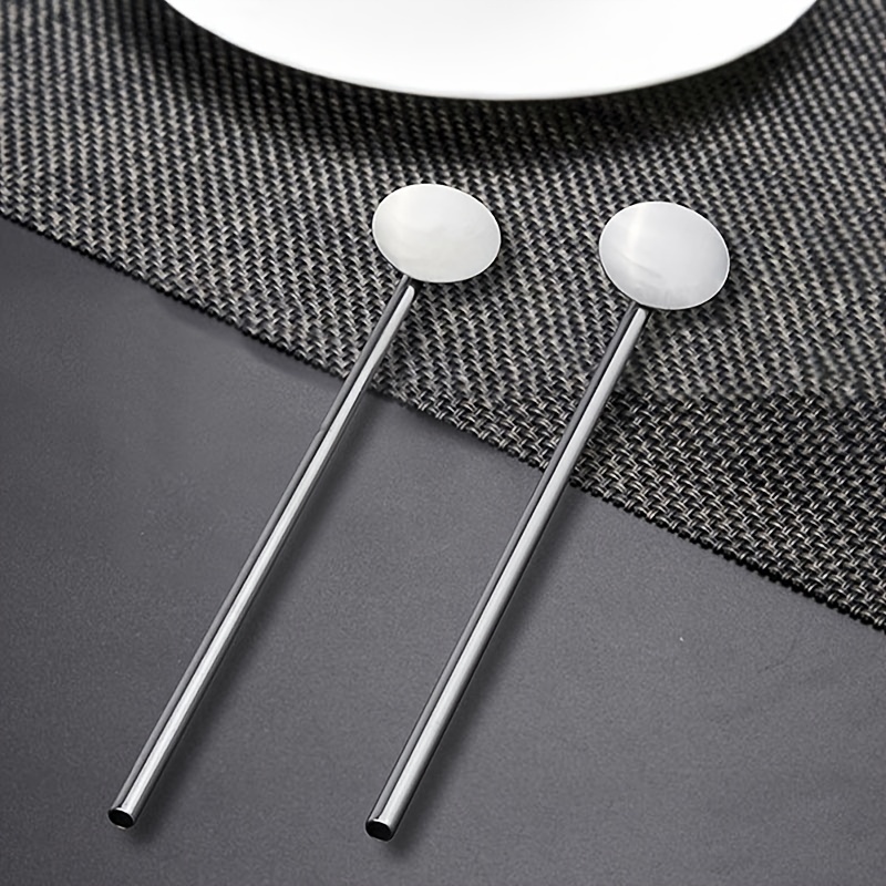 1X Stainless Steel Drinking Straw Tea Coffee Stirrer Mixer Stick