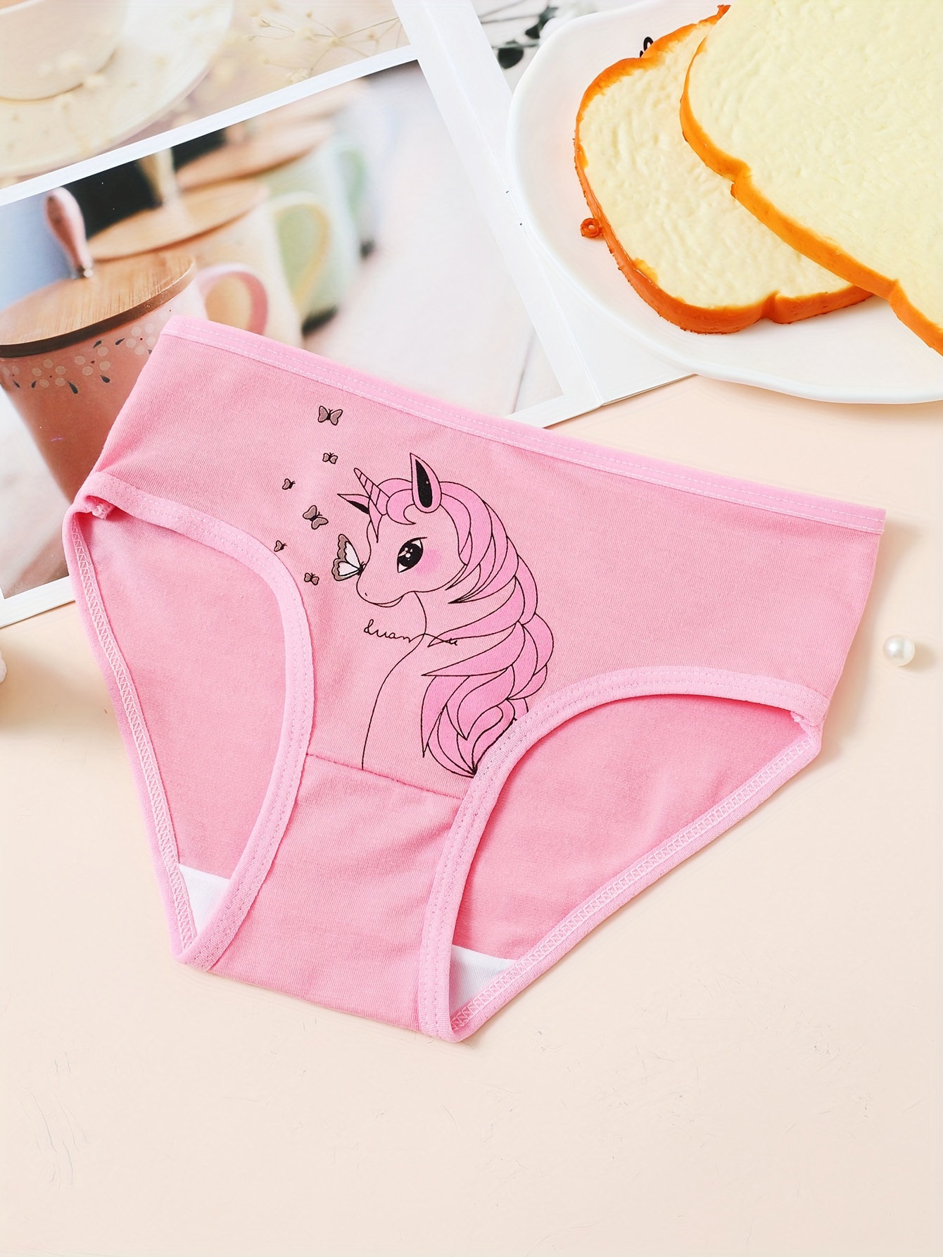  Little GirlsSoft Cotton Underwear Unicorn Mermaid Comfort Panties  Toddler Briefs 3-4t Pink