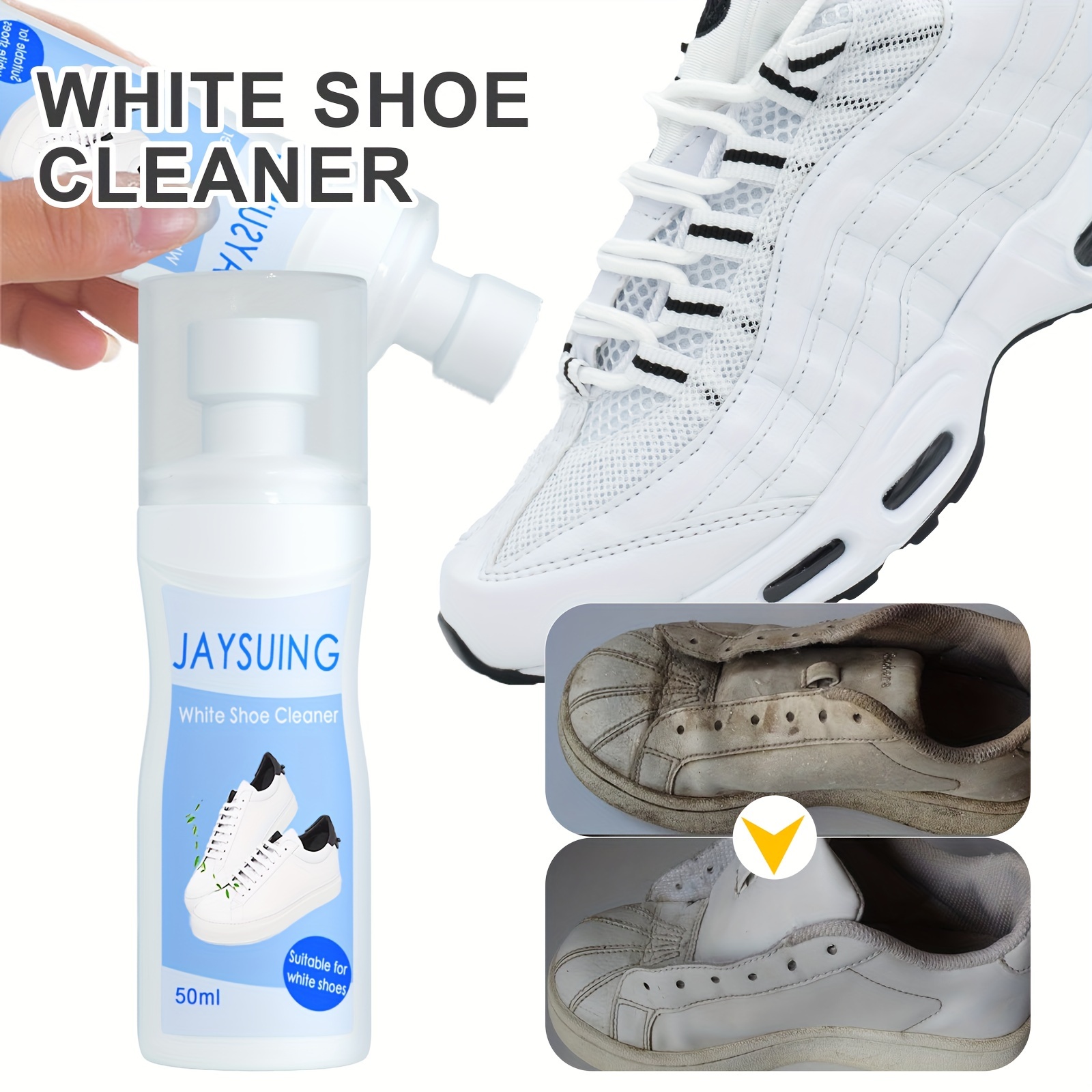 50ML Shoe Whitener With Sponge Brush Head ,Shoe Cleaner Whitening for  Leather, Whites, and Nubuck Sneakers