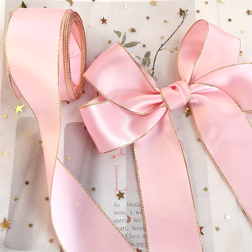 Blush Pink Ribbon 1 inch x 25 Yards, Satin Fabric Silk Ribbon for Gift Wrapping, Hair Bows Making, Floral Bouquets, Wreaths, DIY Sewing Projects