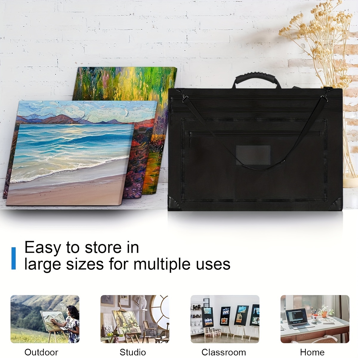 Waterproof Nylon Art Portfolio Case Art Supplies Large Capacity