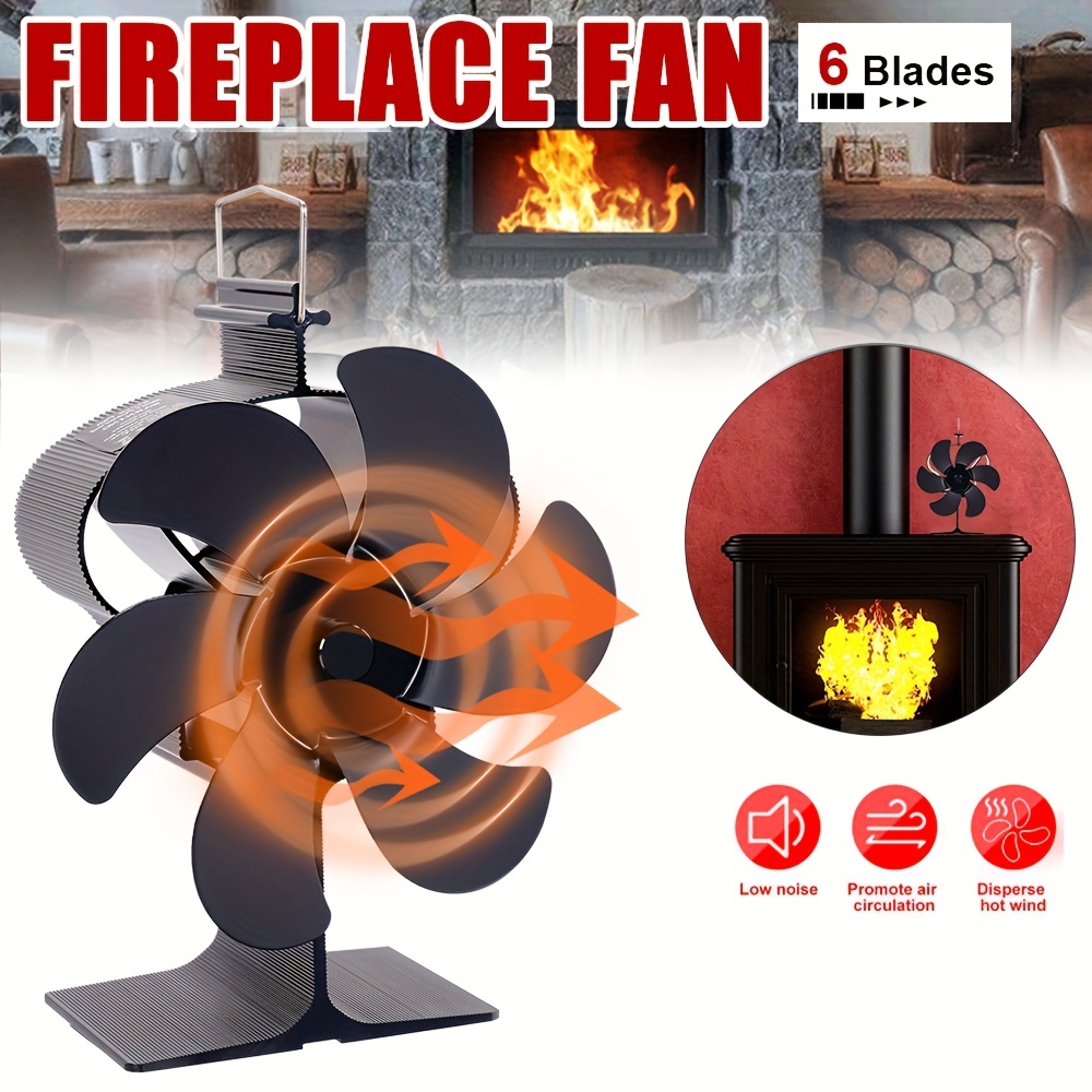 6 Blades Heat Powered Stove Fan High Temperature Resistant Self-starting  Wood Stove Fireplace Fan Black Diameter Home Heat Powered Stove Fan With  Thermometer For Home Office School Christmas Wedding Birthday Gift Fall