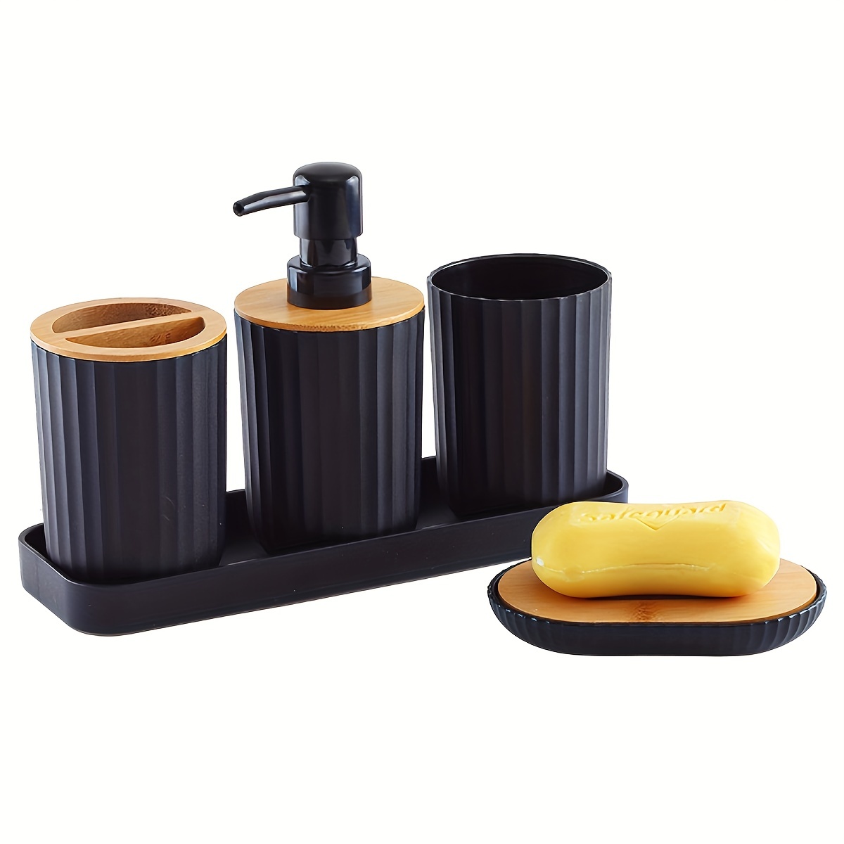 YYW Juego de accesorios de baño de cerámica para baño, juego completo de  accesorios para encimera de tocador, incluye vasos dispensadores de loción  y