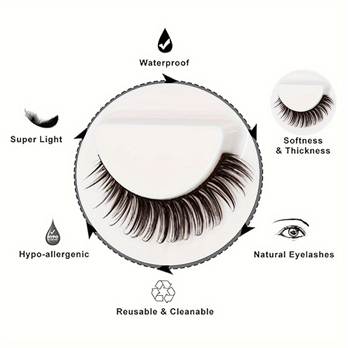 3 Pairs 3D False Eyelashes DD Curl Natural Wispy Soft Strip Volume Faux Mink