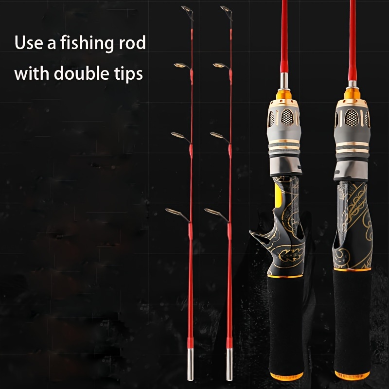  Fishing Rod Solid Ice Fishing Rod, Short Plug Fishing Rod,  Mini Fiberglass Straight Handle Gun Handle Fishing Rod Fish Rod (Color :  Black, Size : B0.52M) : Sports & Outdoors