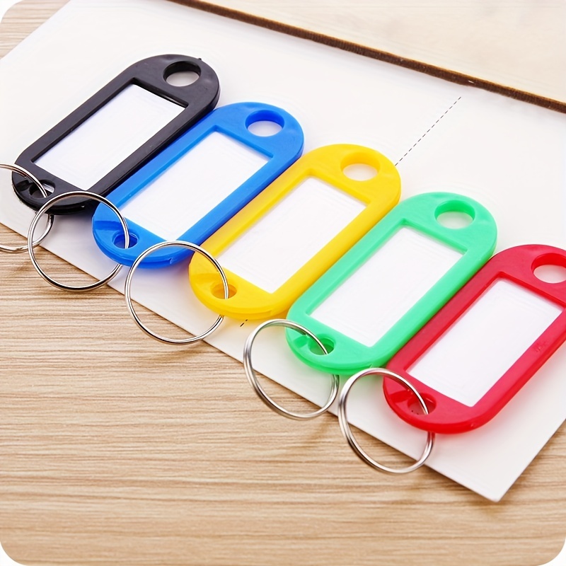 5pcs Reusable Plastic Tag Key Ring Name Holder Keychain
