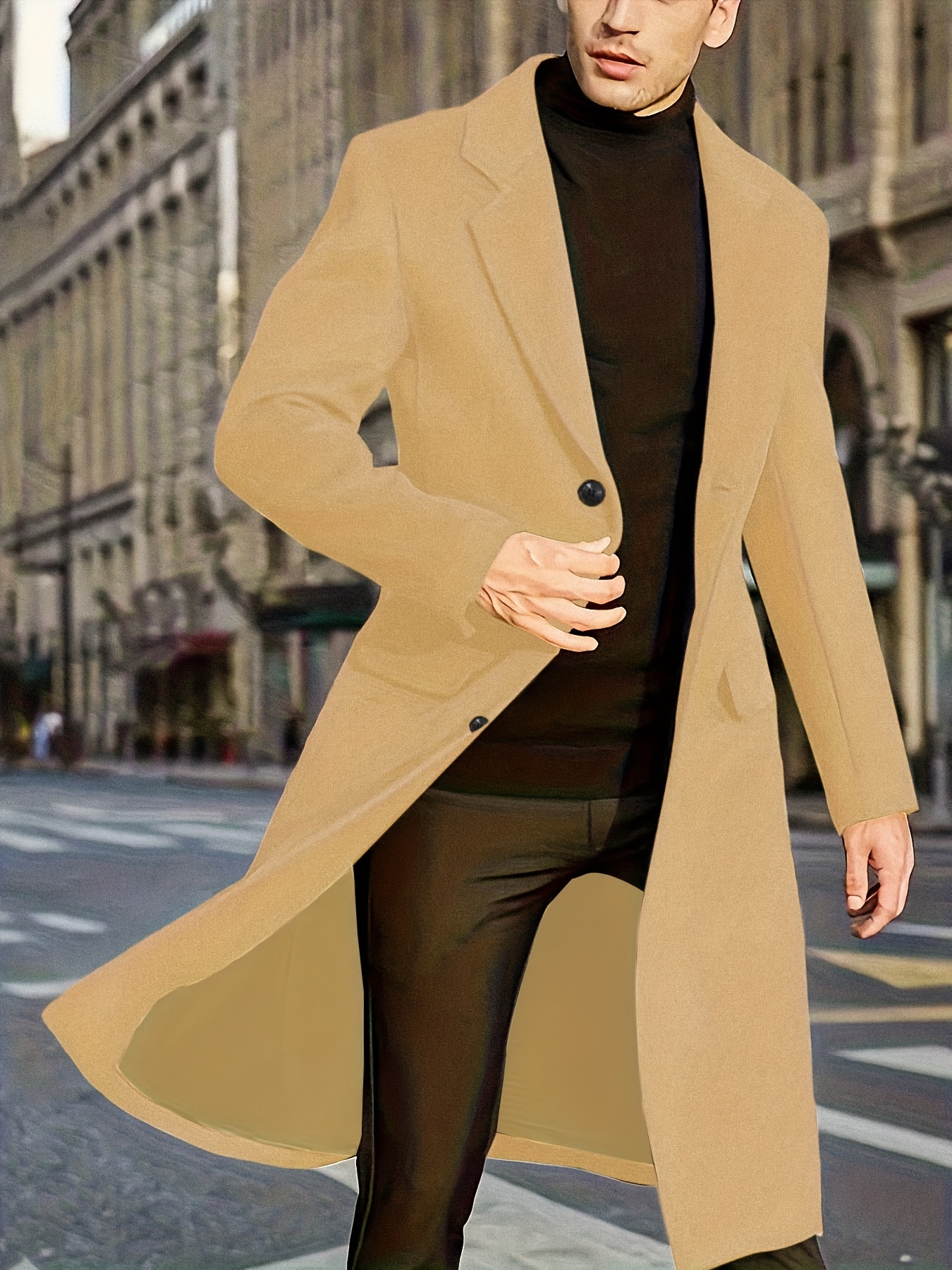 Plus Size Solid Men's Coat Fleece Lapel Fashion Elegant Long - Temu