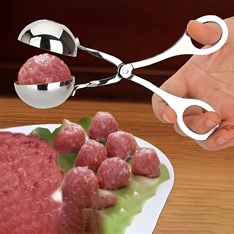 

1pc Ballers, Stainless Steel Non-stick Meatball Maker, Tongs, Cake Pop Meatball Maker Ice Tongs, Cookie Dough Scoop For Kitchen
