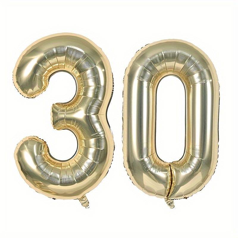 Decoraciones de cumpleaños número 30, suministros de fiesta, globos dorados  del número 30, globos de aluminio de Mylar de 30 ° decoración de globos de