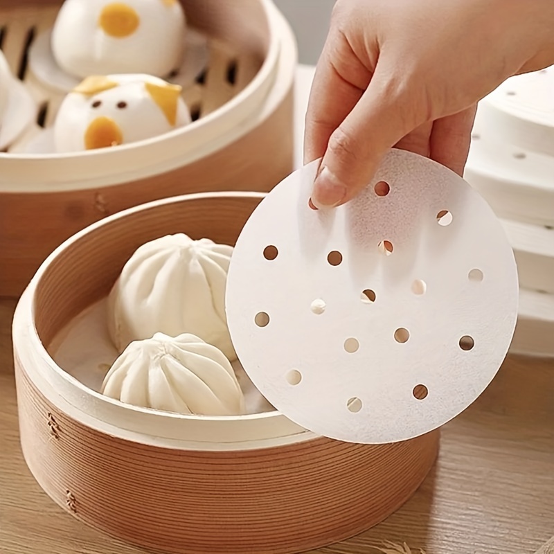 Air Fryer Liners Bamboo Steamer Liners Non-stick Mini Steam Paper Premium  Perforated Parchment Paper for Steamed Buns Dumplings - AliExpress