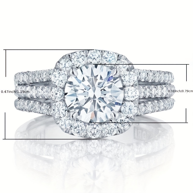 Round Zirconia Ring 4 Prong Setting Bridal Wedding Jewelry