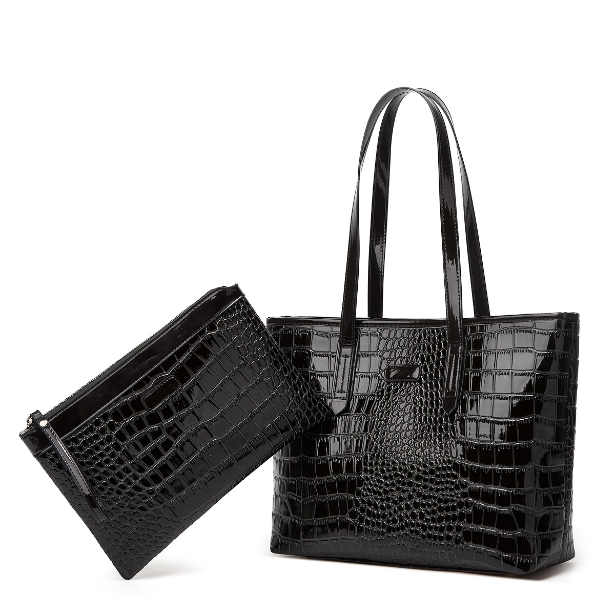 Crocodile Pattern Tote Bag Large capacity Faux Leather Shoulder Bag
