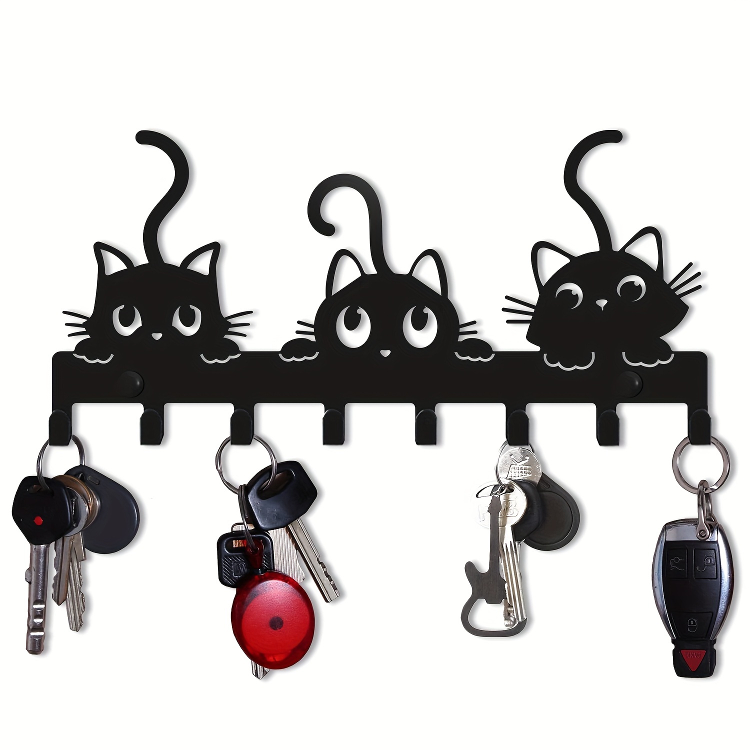 Cartoon Cat Key Hook Hanger Wall Mounted Clothes Sticky Hooks Holder  Decoration