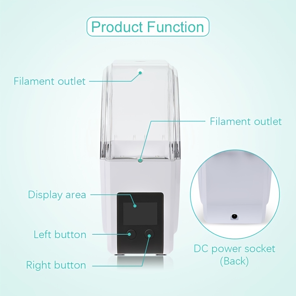 SUNLU 3D Printer Filament Dryer Box S1 Plus With Fan,Filament Holder,White