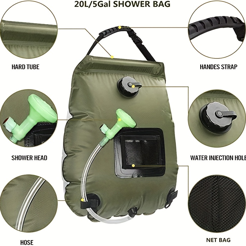 Solar Shower Bag Portable Shower for Camping Heating Camping Shower Bag 5 Gallons/20L Hot Water Bags for Camping Beach Swimming Outdoor Traveling