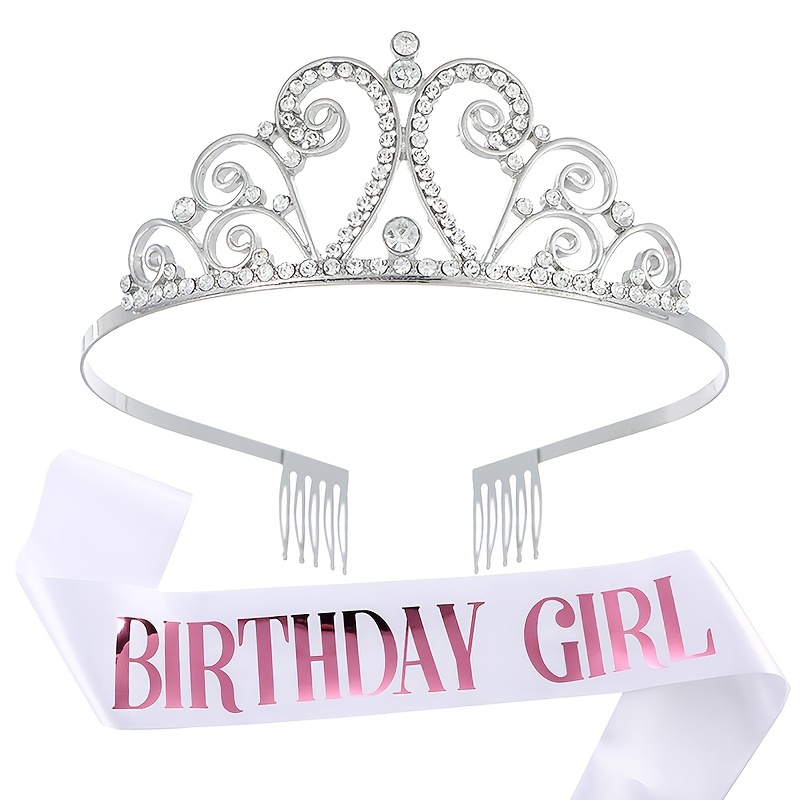 Birthday Girl Party Accessories Tiara Sash (Silver Tiara)