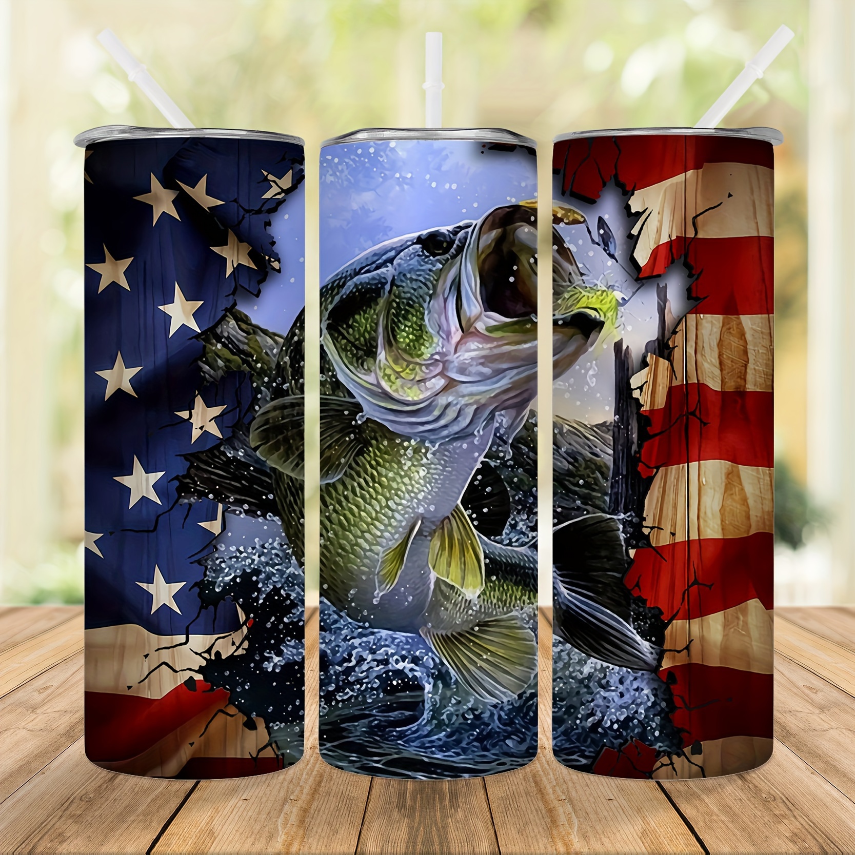 Fishing Gifts For Men Reel Cool Dad Tumbler Can Cooler 4-in-1 America Flag  Stainless Steel 16oz Travel Cup Father's Day Birthday Gifts for Dad