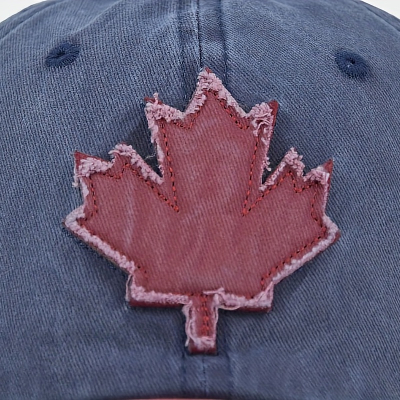 Canadian Maple Leaf Embroidery Washed Baseball Unisex Pure