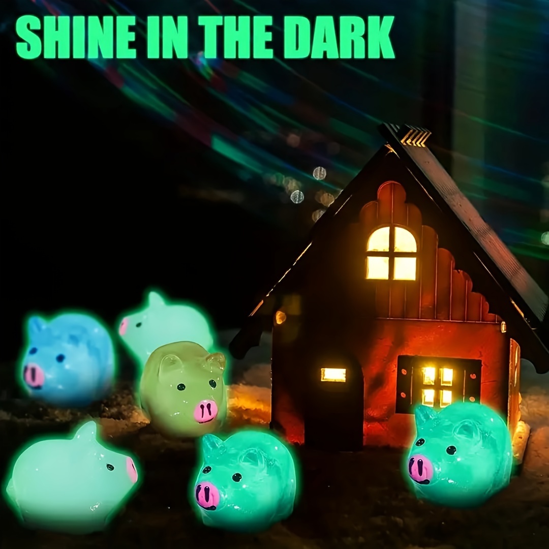 Mini Resin Glowing Pig Mini Portrait Glowing In Dark Mini - Temu