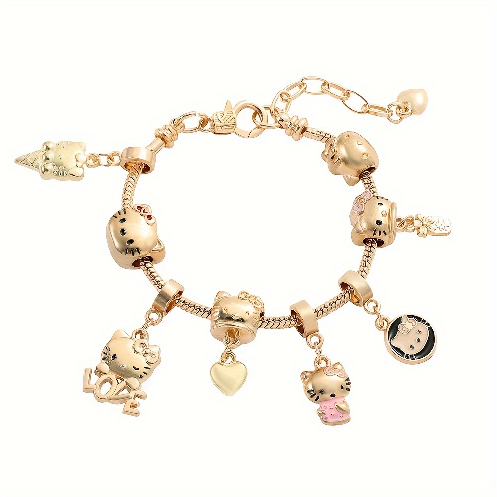 Sanrio Hello Kitty Luxury Charms Bracelet DIY Beads Bangle For Bracelet  Fashion Accessories Party Gifts