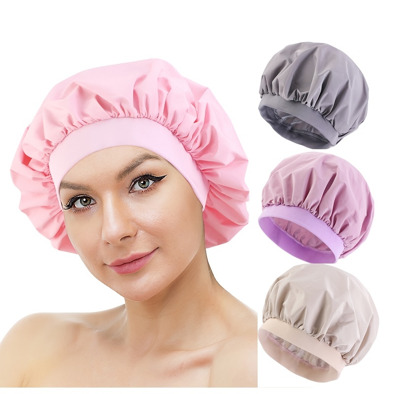 Bonnet de douche double couche pour femme, grand bonnet de douche  imperméable réutilisable, bonnet de douche en EVA pour la protection des  cheveux des femmes - Temu Belgium