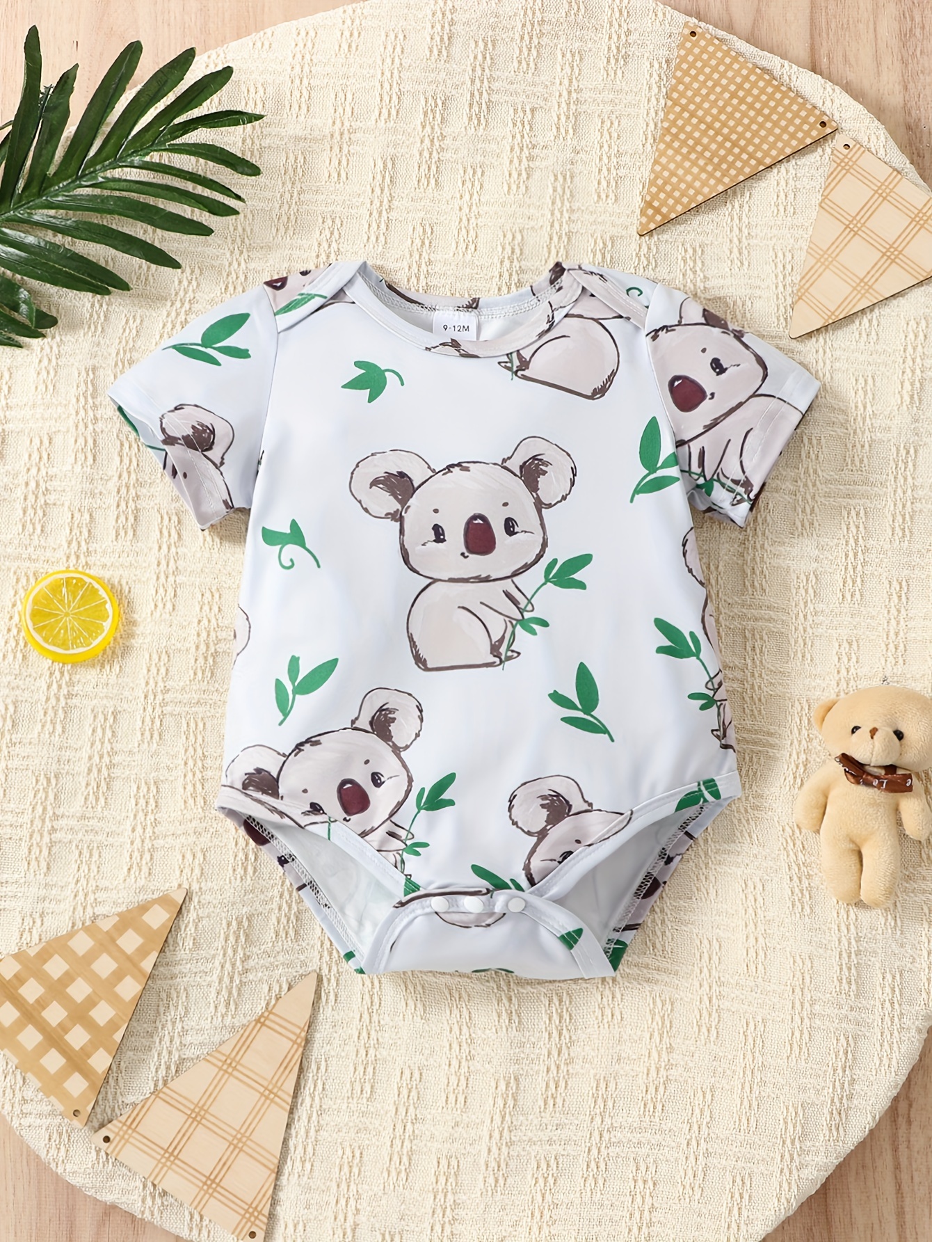Baby Boy All Over Dots/Sloth Print Short-sleeve Romper