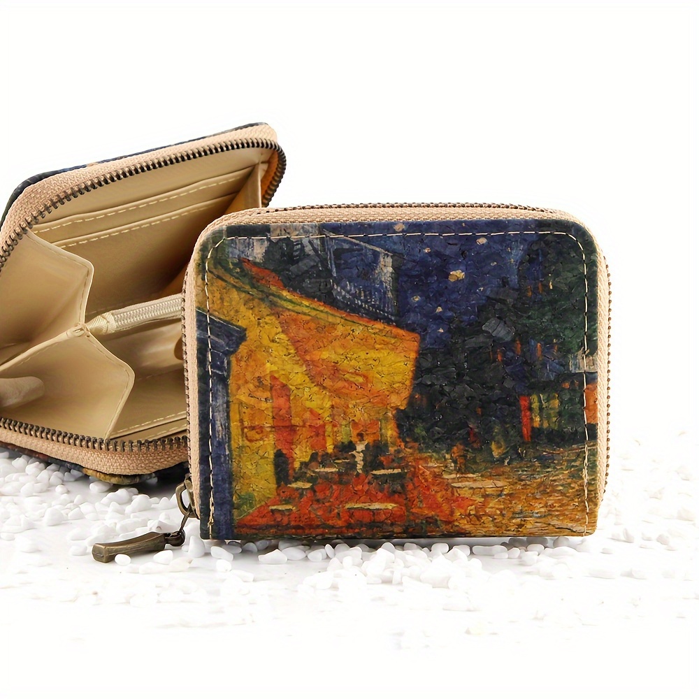 Van Gogh Art Oil Painting Wallet, Zipper Around Coin Purse, Clutch