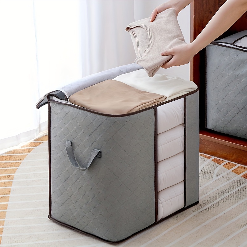 1pc Blanket Storage Bags With Zipper, Non Woven Foldable Comforter