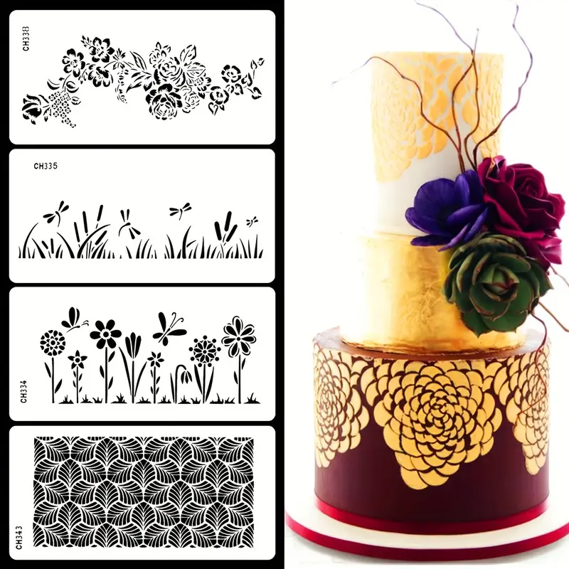 Cake Stencil Template Cake Decoration Mold Geometry Flowers - Temu