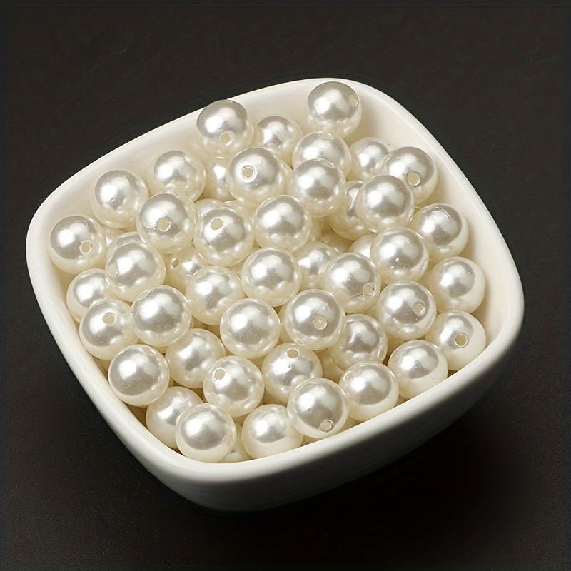 Ivory Faux Fake Pearl Beads for Craft, White Small Sew on Pearl Beads with  Holes for Jewelry Making, 4mm, 6mm, 8mm, 10mm, 12mm