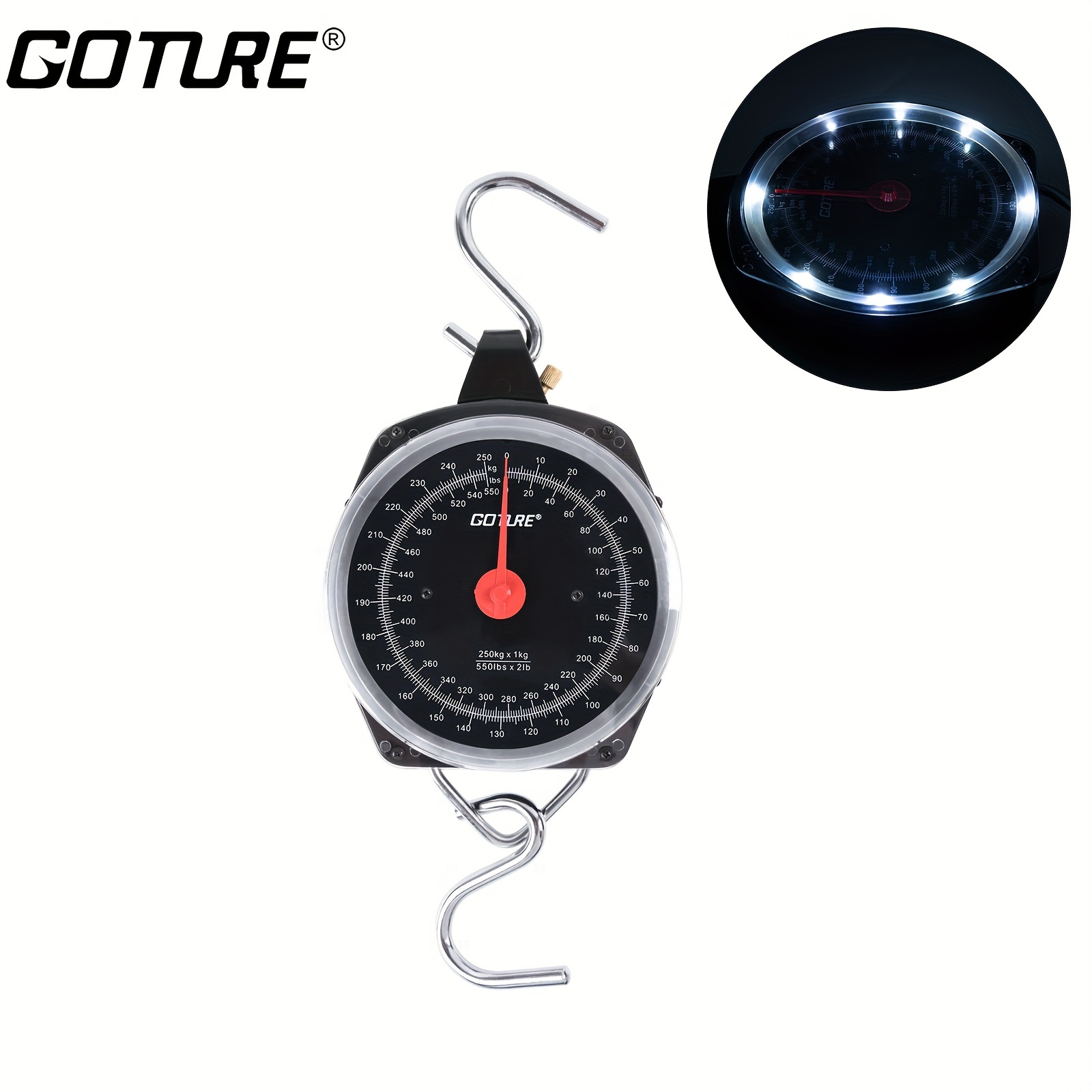 Goture Digital Hanging Scale Mechanical Kitchen and Fish Fishing Scale  Multi-Purpose Portable Hand Held Dial Weight Scale with Tape Measure (50  Lbs / 22Kg)