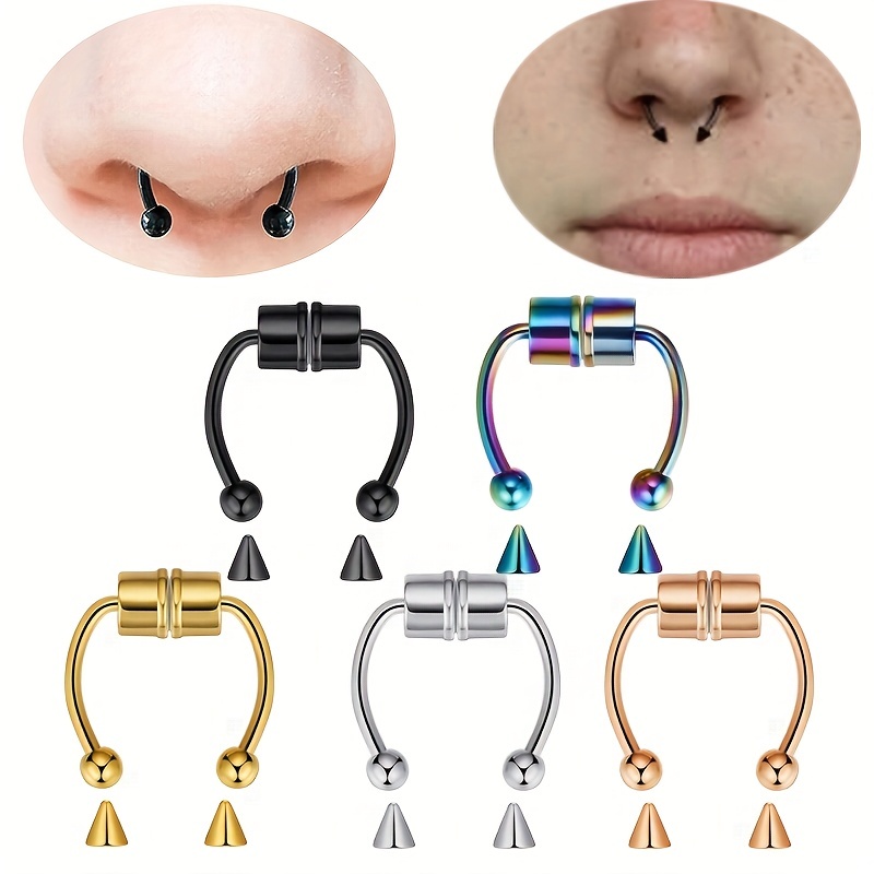 Non Piercing Fake Nose Septum Piercing Ring Fake Nose Ring - Temu
