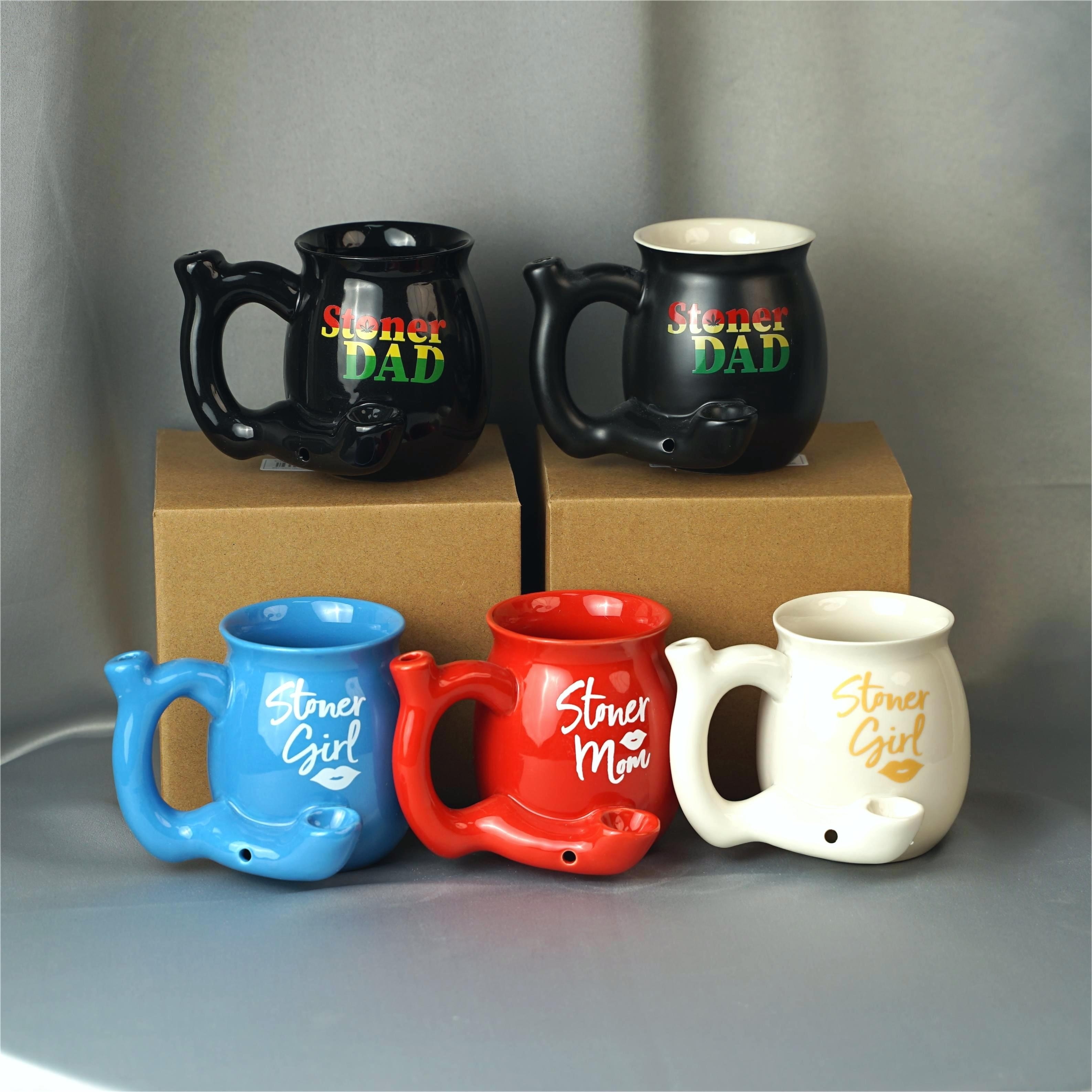 Coffee Mug Pipe Ceramic Novelty Black Color Coffee With Built-in Pipe -  iTeeUS