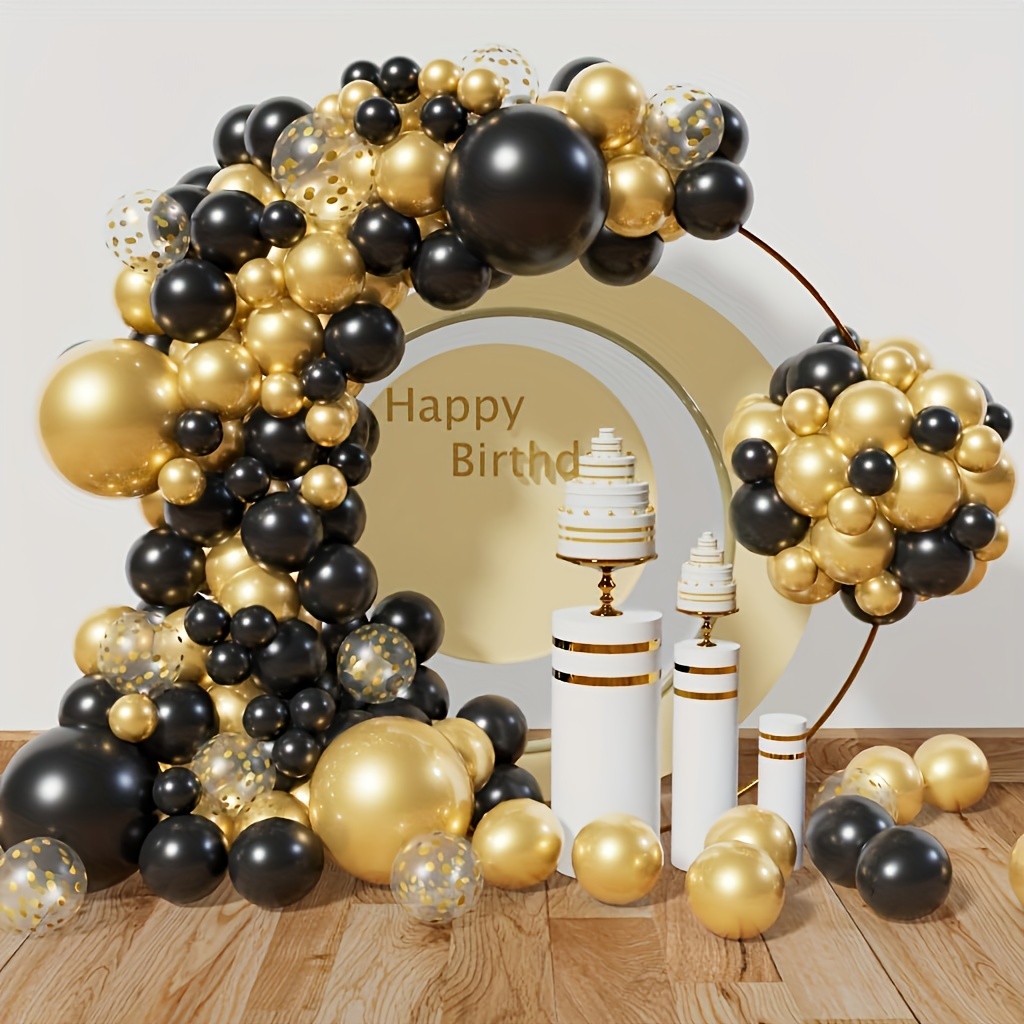 Globos negros de 5 pulgadas, 50 globos de látex negros para fiesta temática  negra, boda, graduación, aniversario, fiesta de cumpleaños, decoración de