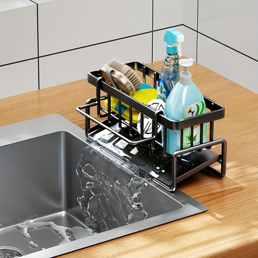 Kitchen Sponge Drain Holder Kitchen Sink Rack Tray Organizer - Temu