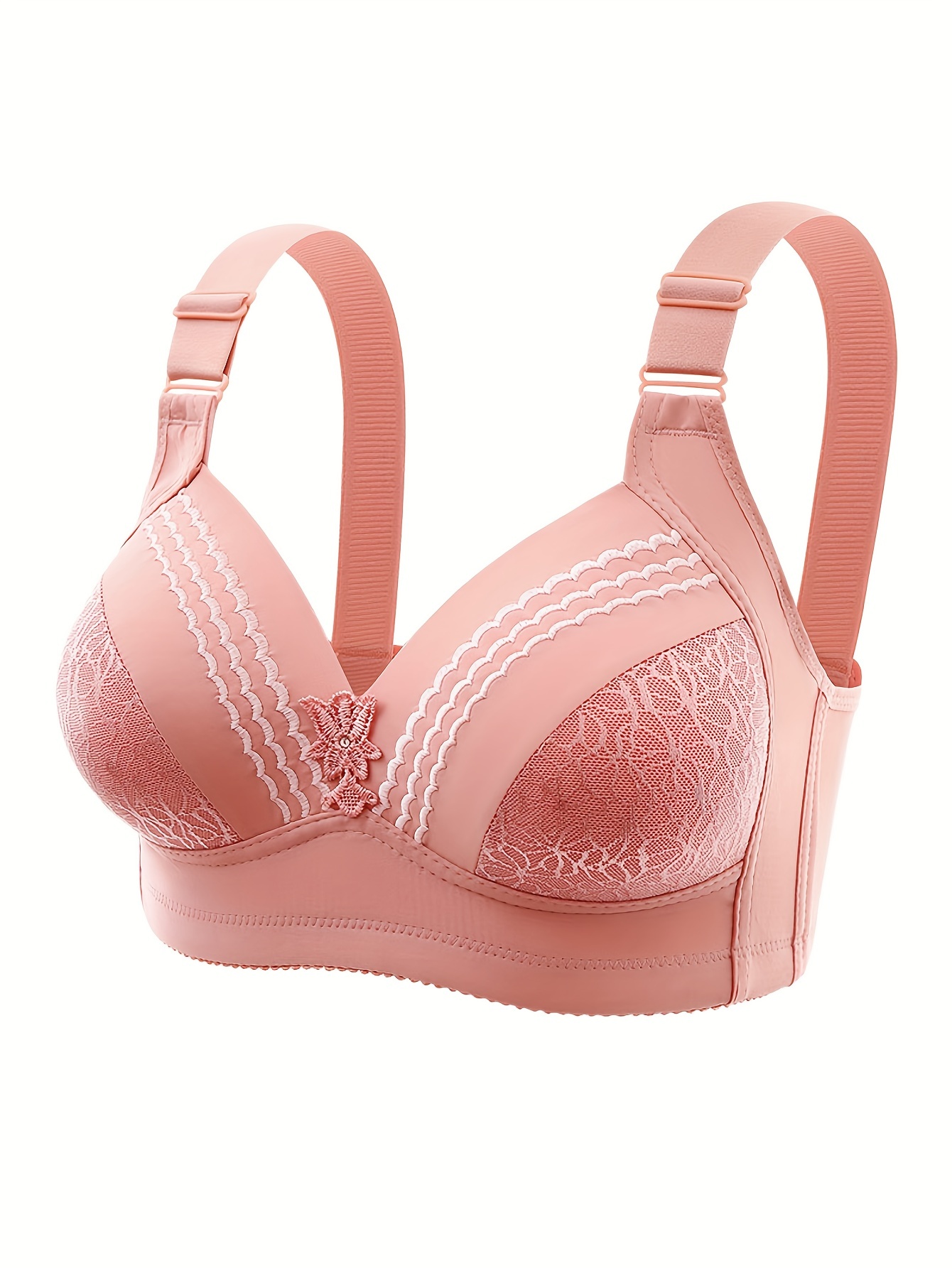 Contrast Lace Push Bra Comfy Breathable Everyday Bra Women's - Temu