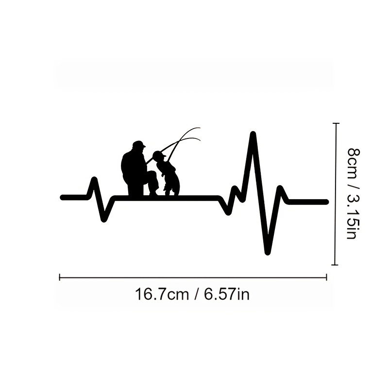 Car Sticker Funny Fishing Style Heartbeat Motorcycle Decorative Decal 
