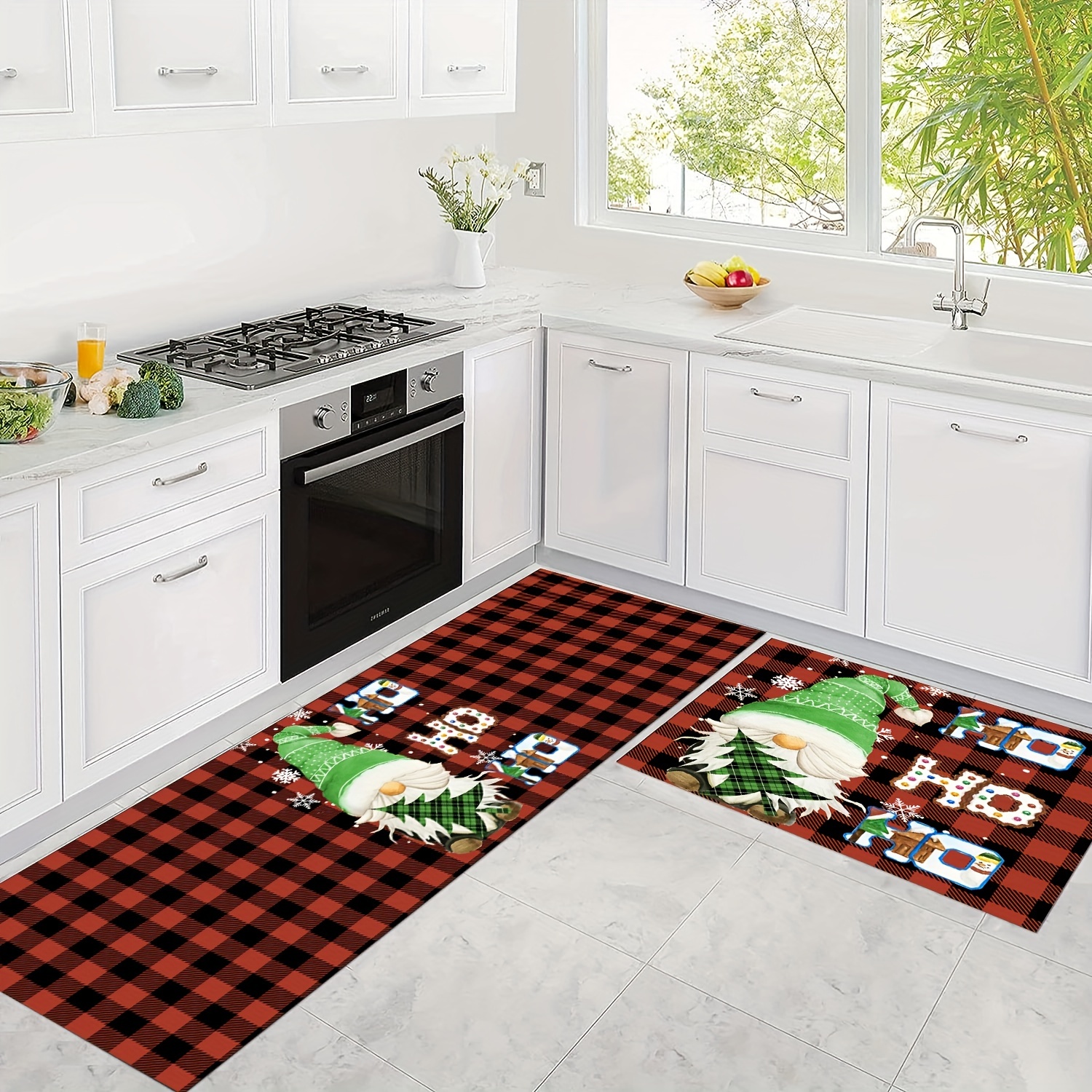 Plaid Christmas Gnome Pattern Floor Mat, Soft Anti-fouling Anti-slip Waterproof  Mat, Suitable For Living Room Kitchen Bedroom Laundry Room, Machine  Washable, Room Decor, Home Decor - Temu