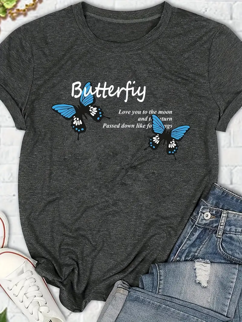 Buy Butterfly Print Crew-Neck T-shirt Online At Best Prices In India - Foto 3