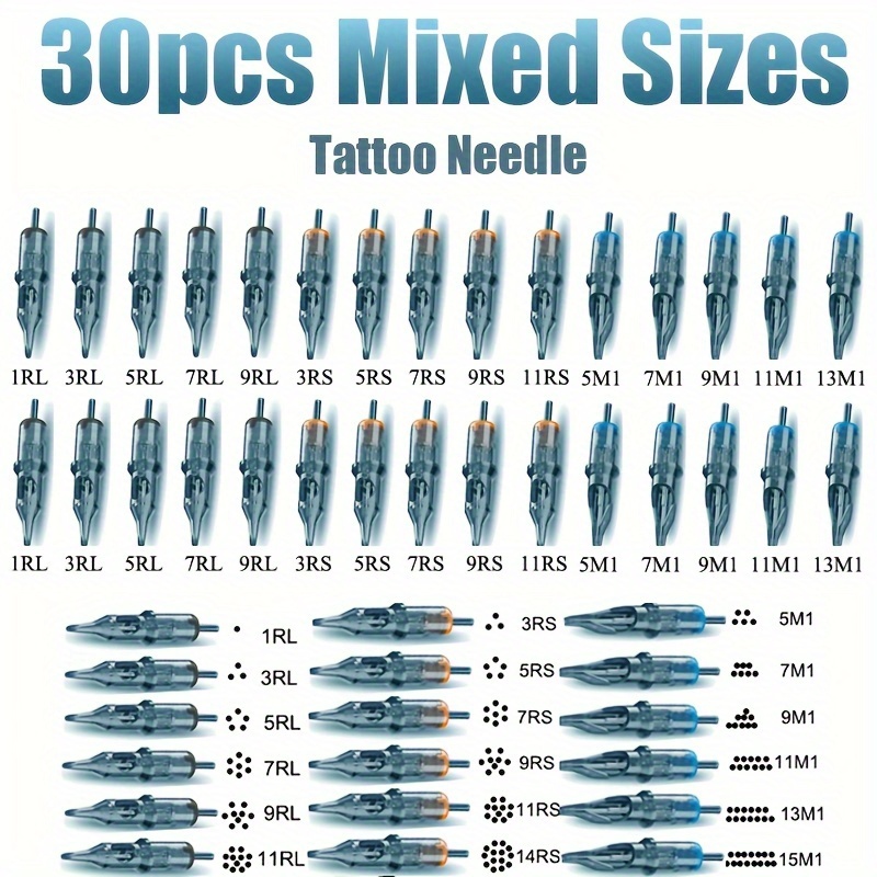  Wormhole Tattoo Cartridge Needles, 20pcs Mixed