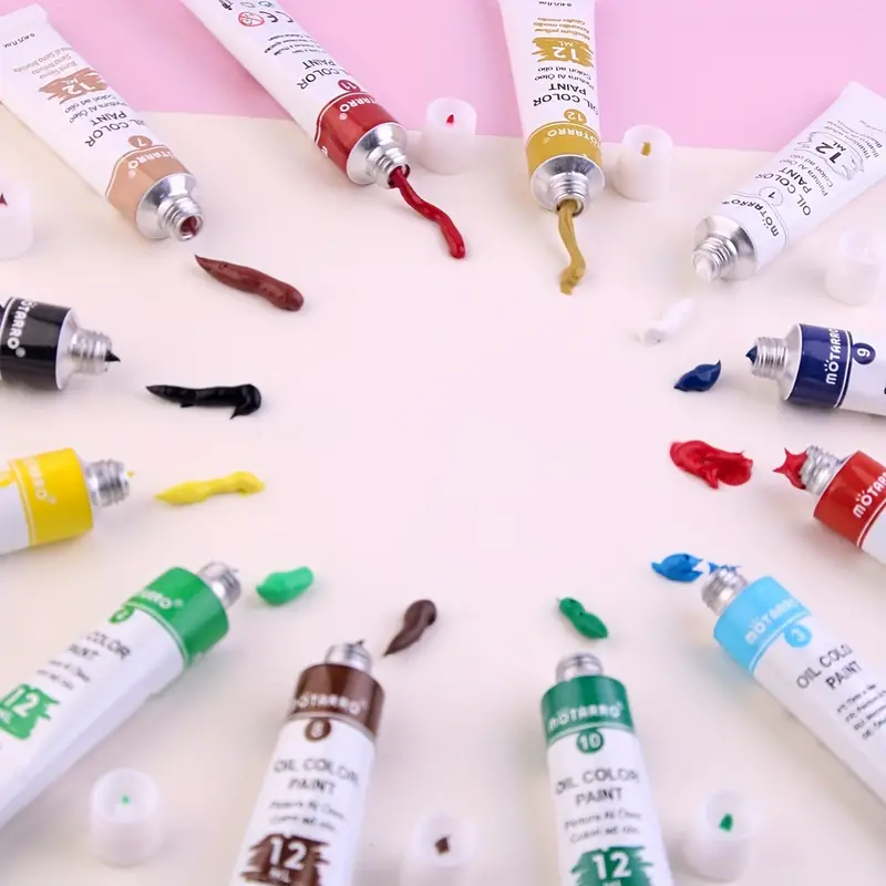 12 Color Oil Paint In Tubes Rich Vivid Colors Oil Color - Temu