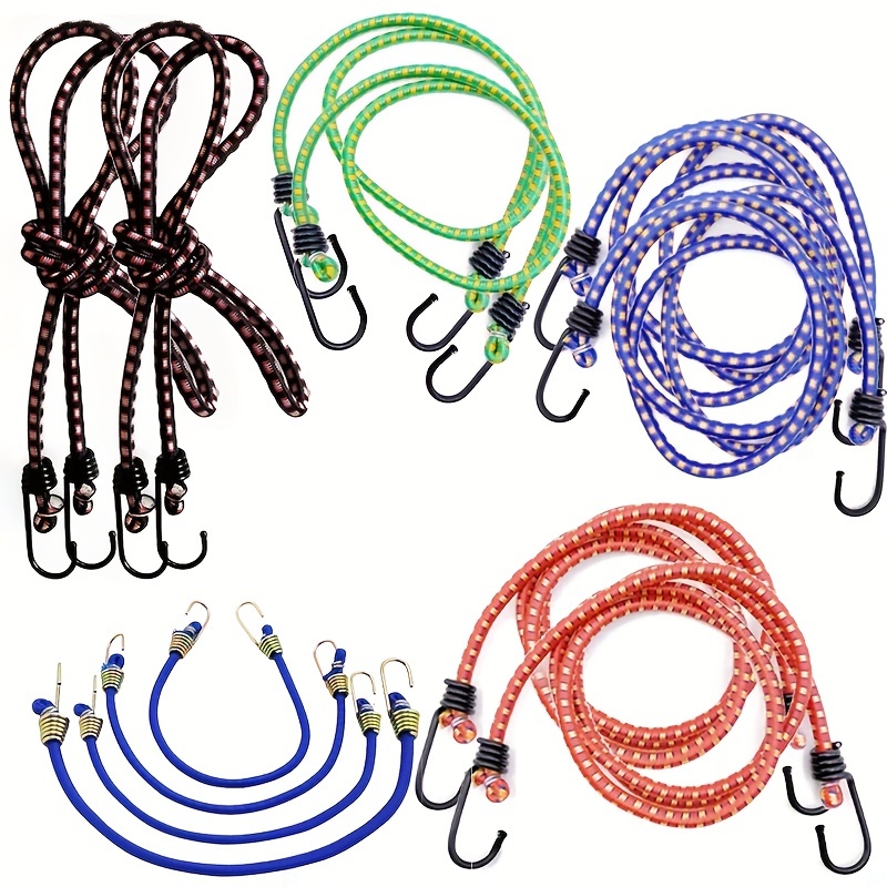 RHINO USA Bungee Cords with Hooks - Heavy Duty Outdoor 28pc Assortment with  4 Free Tarp Clips, Drawstring Organizer Bag…