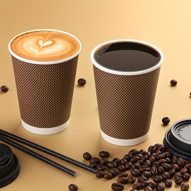 Insulated Disposable Coffee Cups Hot Paper Cups Corrugated Ripple Hot  Beverage Cups For Tea Hot Chocolate Travel To Go Cup Coffee Bar Essentials  - Temu