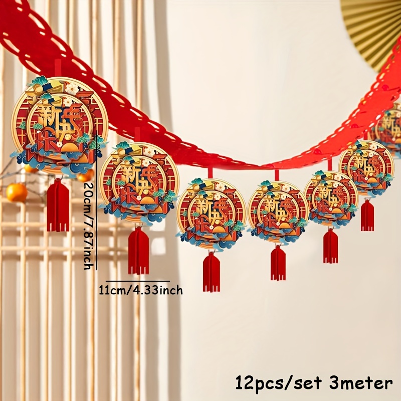 12Pcs Lunar New Year Decorations Spring Festival Hanging Swirls, 2024  Chinese New Year Dragon Decorations Red Ceiling Hanging Supplies For  Chinese New Year 2024 Dragon Party