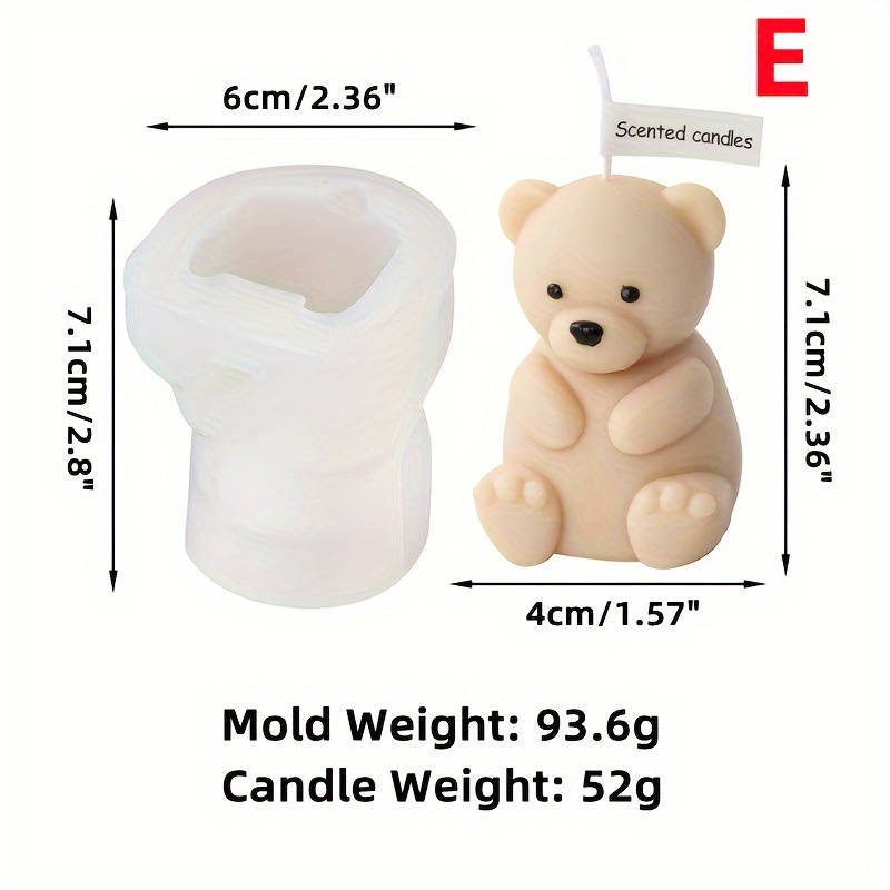 3D silicone mold Teddy bear with hearts silicone mould soap mold handmade  candle