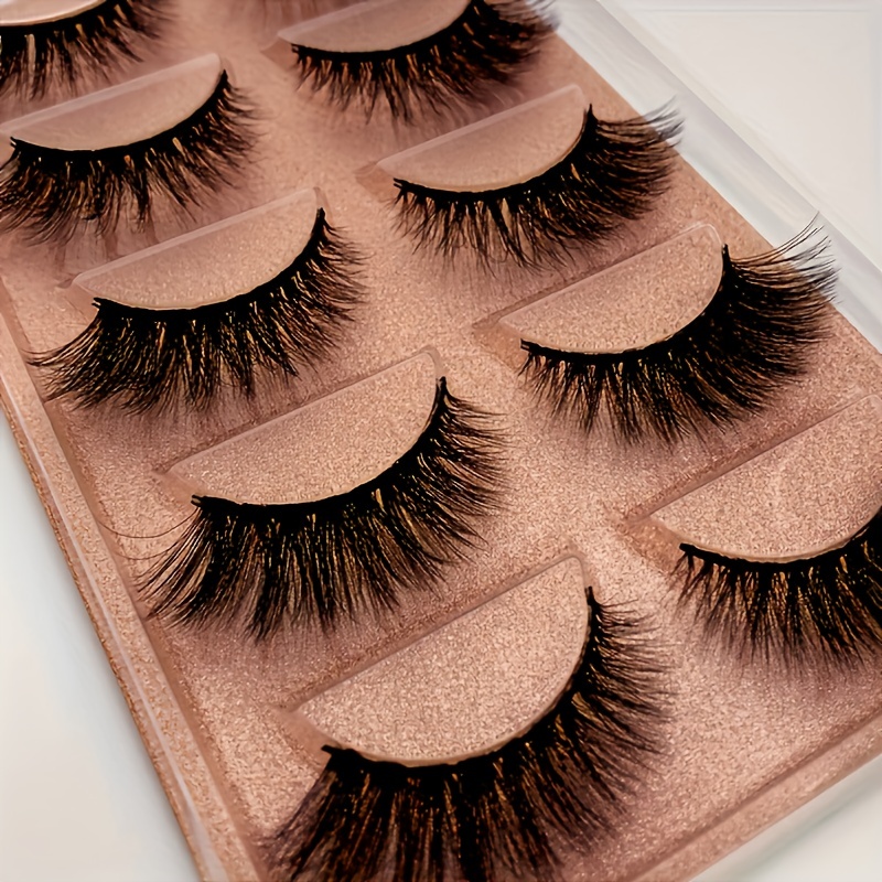 5 Pairs 3D Mink Lashes With Case Reusable Fluffy Thick False Eyelashes